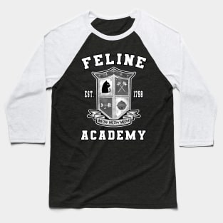 Feline Academy BW Baseball T-Shirt